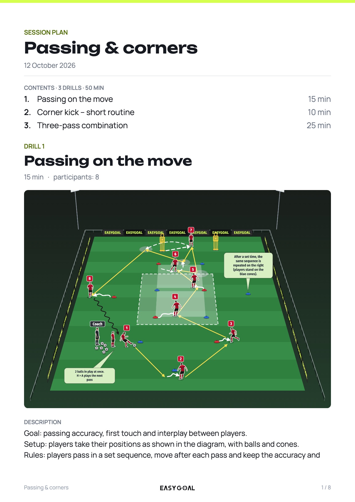 The first page of a session PDF